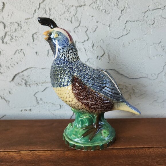 Vintage 1950s Ball Bros Ceramic Quail Bird Figurine Planter Vase 7.3" Tall - Picture 3 of 13